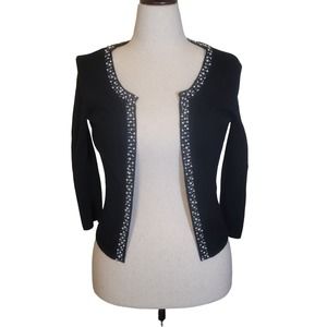 Emma James Black cardigan/Light sweater size small.